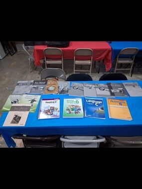 Set of Homeschool Workbooks Grade 6 - Blue, Green, Yellow Covers